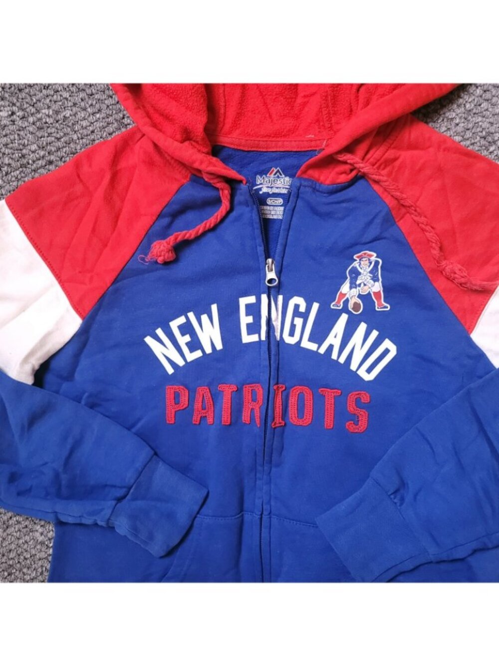 New England Patriots Hoodie Womens S Small Football NFL Blue Zip Jacket Brady